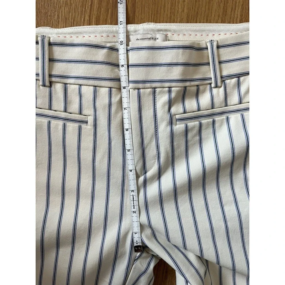 Anthropologie The Essential Slim Striped Crop Trouser Pants Size 2 - Picture 7 of 9